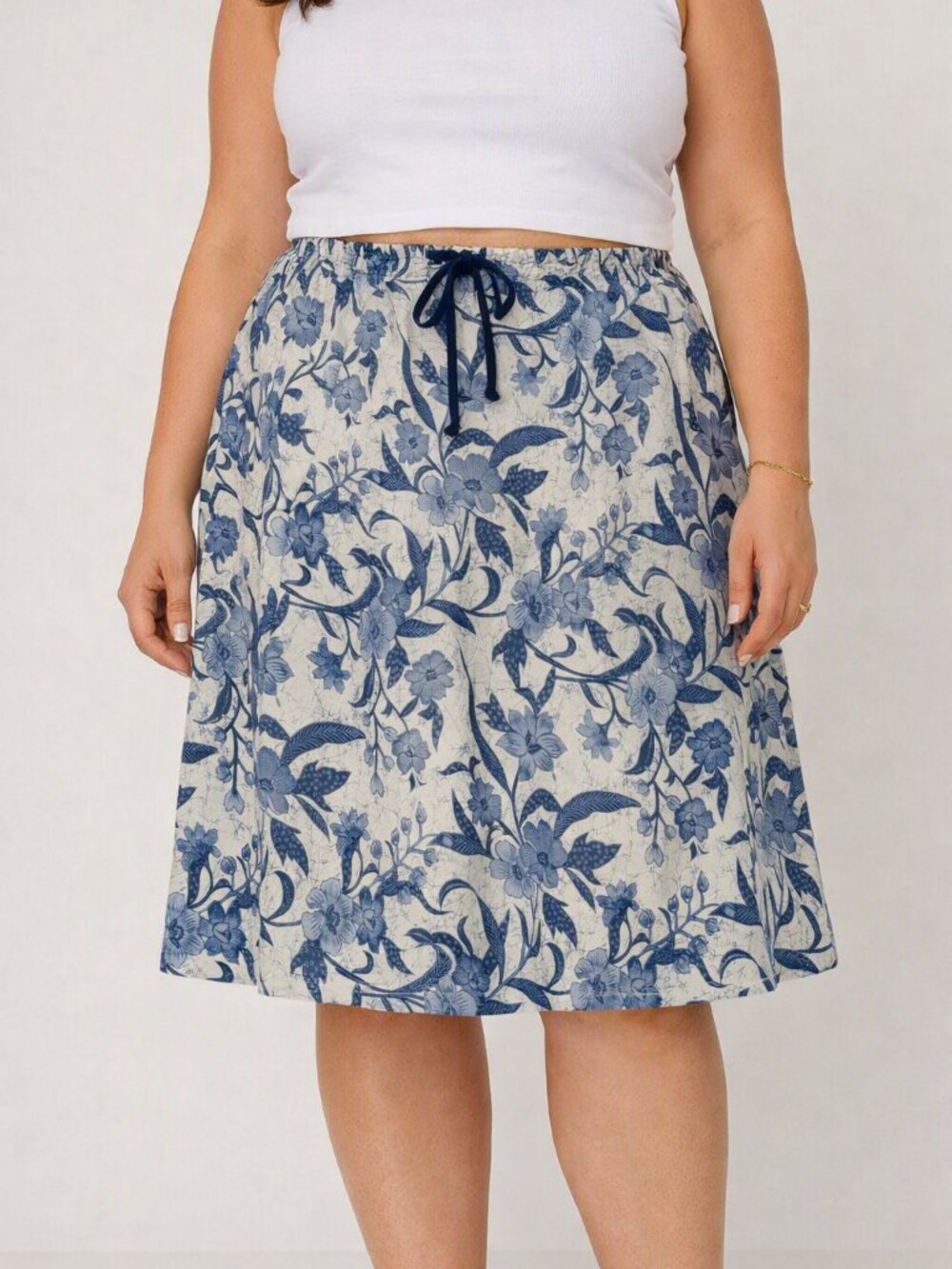 Liz Claiborne Blue and Ivory Floral Skirt